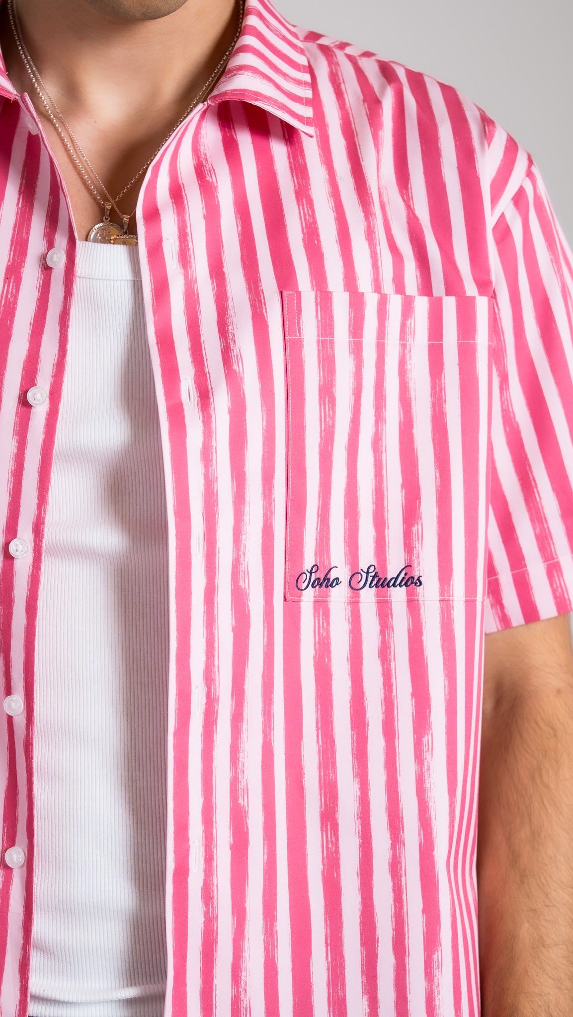 PINK 'BRUSHSTROKE' STRIPED SHIRT