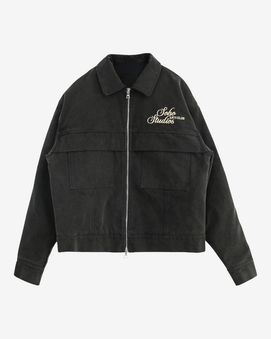 VINTAGE WASH 'ARTS CLUB’ TRUCKER JACKET